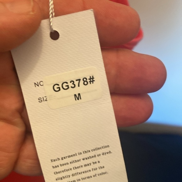 Coral color Tank style top with intricate embroidery all around the neck - Picture 7 of 7